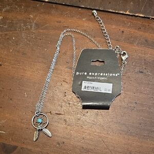 Pure Expressions Dreamcatcher W Feathers Silver Tone Boho Necklace NWT Y2k 💫